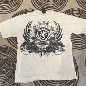 White Graphic T-Shirt with Black Design